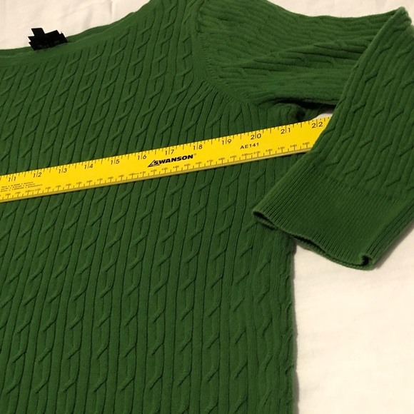 Talbots Women’s Cable Knit Sweater Boat Neck Green - Picture 4 of 8